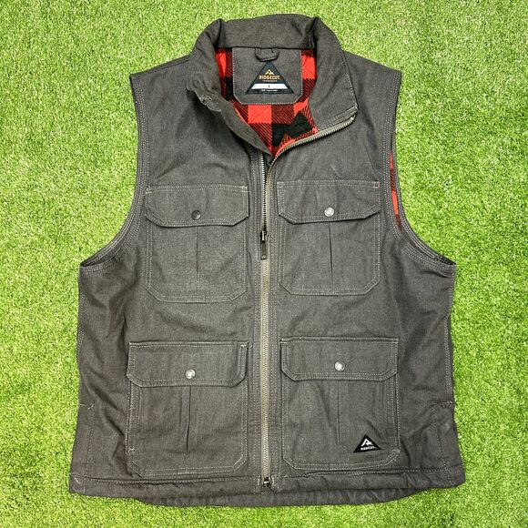 Ridgecut Men's Quilted Fleece-Lined Super-Duty Sanded Duck Vest, Grey L - Picture 1 of 7